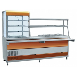 Прилавок-витрина Abat ПВХМ-70КМУ красное золото, витрина слева купить в Е.Маркет