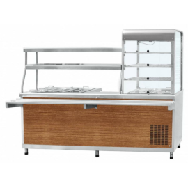 Прилавок-витрина охлаждаемый Abat ПВХМ-70КМУ нерж., кашированный, витрина слева купить в Е.Маркет