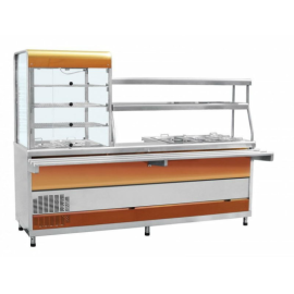 Прилавок-витрина Abat ПВХМ-70КМУ красное золото, витрина справа купить в Е.Маркет