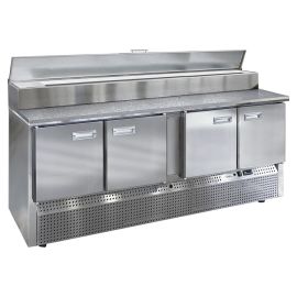 Стол холодильный для пиццы Finist СХСнпцг-700-4 (нижний холодильный агрегат) с гранитной столешницей купить в Е.Маркет