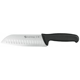 Нож Sanelli Ambrogio серии Supra, SC50018B, Santoku с возд/карманами 180 мм, черный купить в Е.Маркет