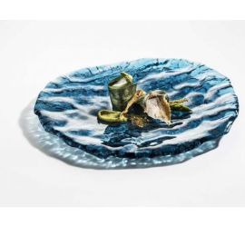 Блюдо овальное презентационное стеклянное море голубое 28х25см, MAR-BLUE XGLAS-2825B купить в Е.Маркет