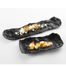 Блюдо сервировочное стеклянное луна черное 33х9см, CRATER XGLAS-404 купить в Е.Маркет