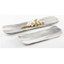 Блюдо сервировочное стеклянное скалы серо-белое 31х12см, NORDICA XGLAS-702 купить в Е.Маркет