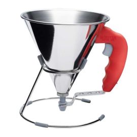 Воронка-дозатор 0,8л D12см H12,5см, с подставкой, нерж.сталь, ручка пластик (цвет красный) 3353.40 купить в Е.Маркет