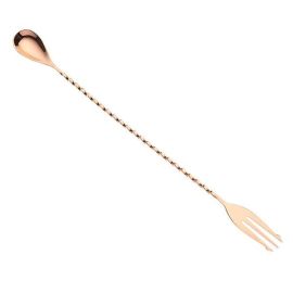 Ложка барная 31,5см, ручка витая, с вилочкой, сталь/медь M37015CP купить в Е.Маркет