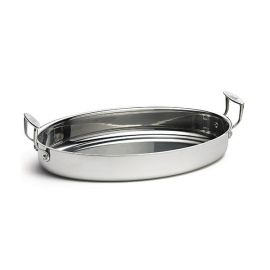 Лоток для жарки "TRI-PLY" 40,5х25,5см H6,5см 6,3л, овальный, с ручками, нерж.сталь CW2044 купить в Е.Маркет