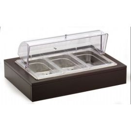 Мармит настольный (чефиндиш) GN1/1 с крышкой ROLL-TOP, C охлажд элем, на дерев.подст. венге 51132840 купить в Е.Маркет