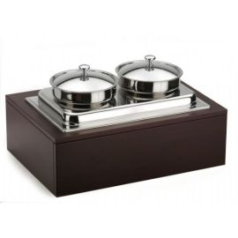 Мармит настольный (чефиндиш) для первых блюд, подогреваемый, на дерев.доске , цвет венге 51135556 купить в Е.Маркет