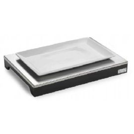 Поднос сервировочный 46х32см H5,5см, с фарфоровым поднос, на дерев.подставке 51270201 купить в Е.Маркет