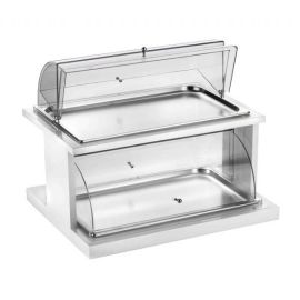 Поднос сервировочный для выкладки, 2 яруса, с охлажд. элем, на дерев. основании, цвет белый 511B1054 купить в Е.Маркет