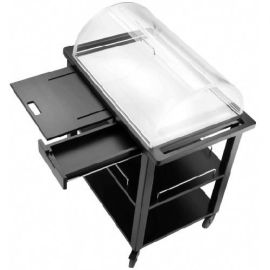 Тележка сервировочная для сыра и десерта 96х59см H113см, с крышкой, 3 уровня, мдф цвета венге, сталь купить в Е.Маркет