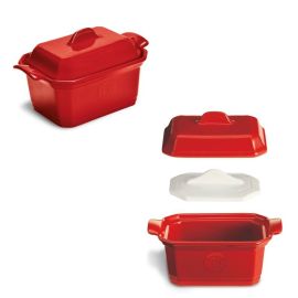 Террин (форма для запекания) 19х12см 0,63л, с крышкой, с прессом, керамика, цвет гранат 970634 купить в Е.Маркет