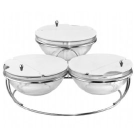 Этажерка для мюсли с 3-мя стеклянными чашами D23см с поликарб. крышками, 48х46х23см 50951P48 купить в Е.Маркет