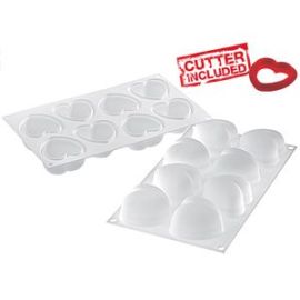 Форма силик. д/вып. SILIKOMART "сердце мини", 8 ячеек 63х63х39мм+пласт.вырубка AMORINI купить в Е.Маркет