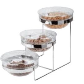 Набор из 3 стеклянных салатников с крышками на подставке, 61X24 см, H=35 см, н/ст, хром 41442-03 купить в Е.Маркет