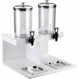 Диспенсер для сока двойной 2х4,5л, на дерев.подставке, цвет белый 511B5416 купить в Е.Маркет