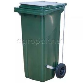 Бак для мусора 120л, с педалью, с крышкой, на колесах, п/э, цвет зеленый мкт 120 зеленый (пг) купить в Е.Маркет