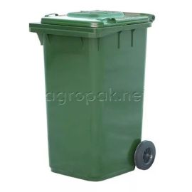 Бак для мусора 240л, с крышкой, на колесах, п/э, цвет зеленый мкт 240 зеленый купить в Е.Маркет