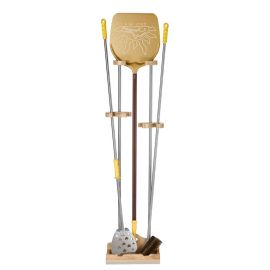 Универсальная 3хместная стойка с деревянной подставкой, H150см, нерж сталь, 4 купить в Е.Маркет