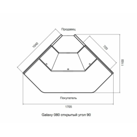 Витрина холодильная Dazzl Galaxy 080 Plug-in открытый угол 90 вентилируемая среднетемпературная купить в Е.Маркет